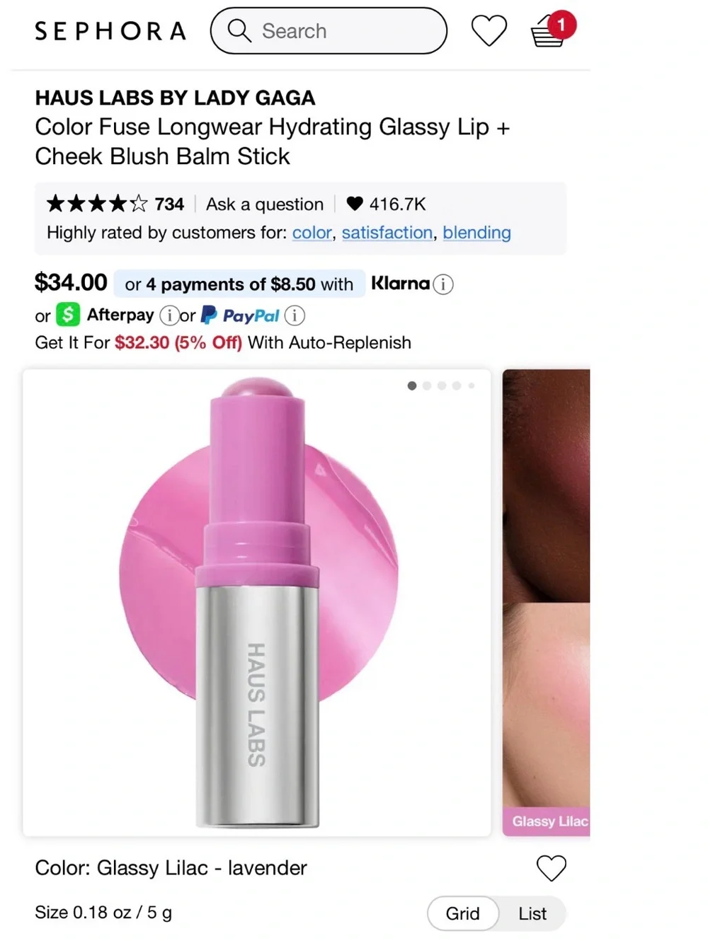 Haus Labs By Lady Gaga Color Fuse Glassy Blush Balm — glassy lilac